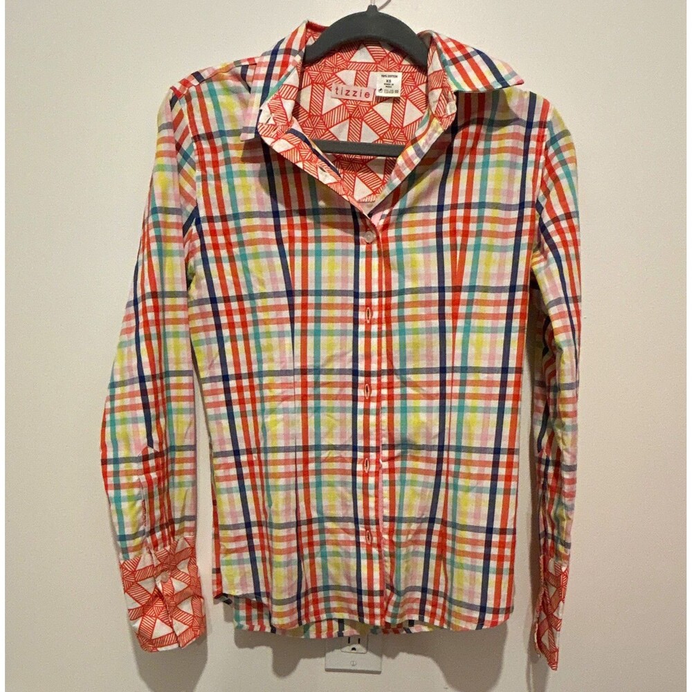Tizzie Women's Multicolor Plaid Collared Long Sleeve Cotton Button-Down XS